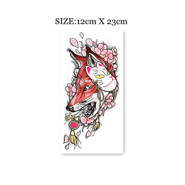 Flower Arm Girl TATTOO Z26 Ukiyoe Dog-headed Fox Mask Petal Tattoo Sticker