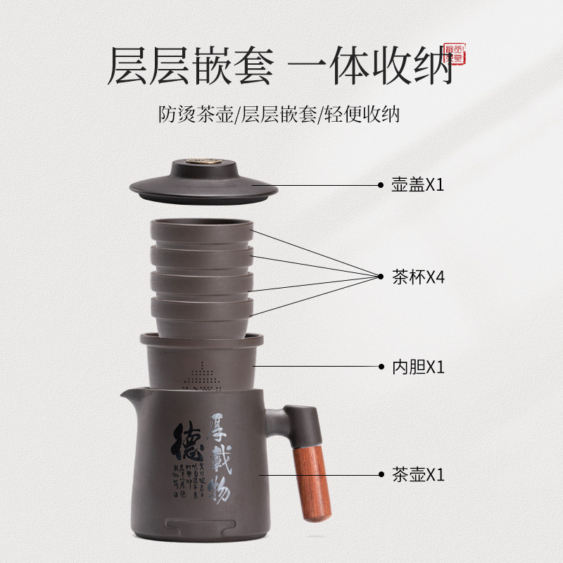 Tangfeng Zisha Quick Guest Cup Travel Tea Set