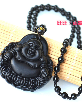 仿黑曜石长款百搭项链毛衣链