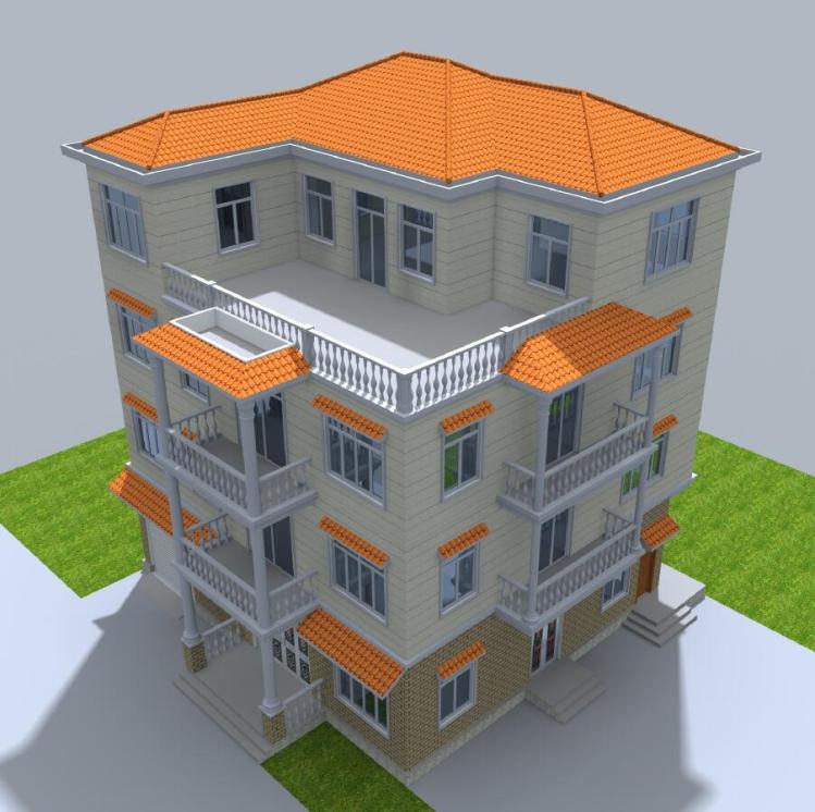 14.9x14.3 三层半简单漂亮美观实用农村别墅设计图施工图效果图 - 图2