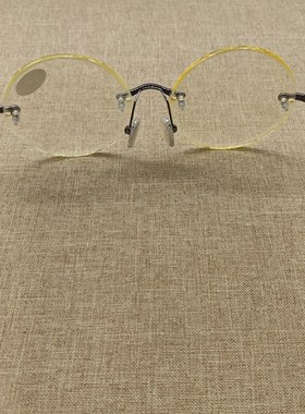 黄色圆形东海天然水晶清凉太阳镜