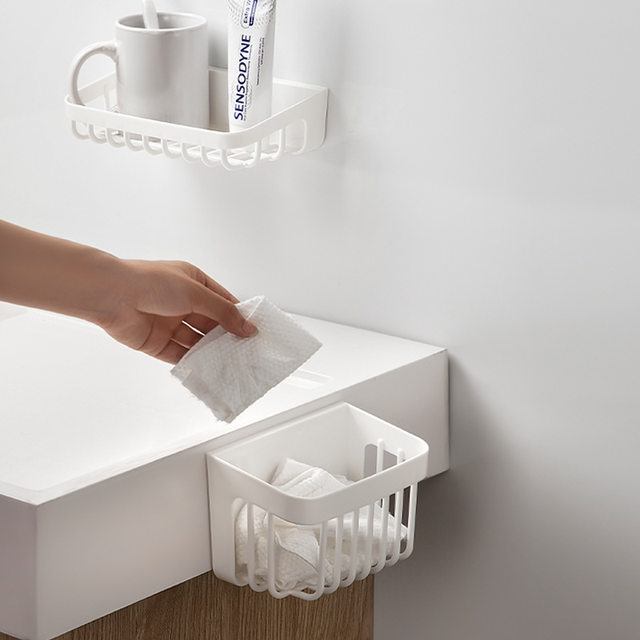 Wash towel storage box wall-mounted wash towel toothpaste soap hollow drain storage rack sink bathroom storage rack