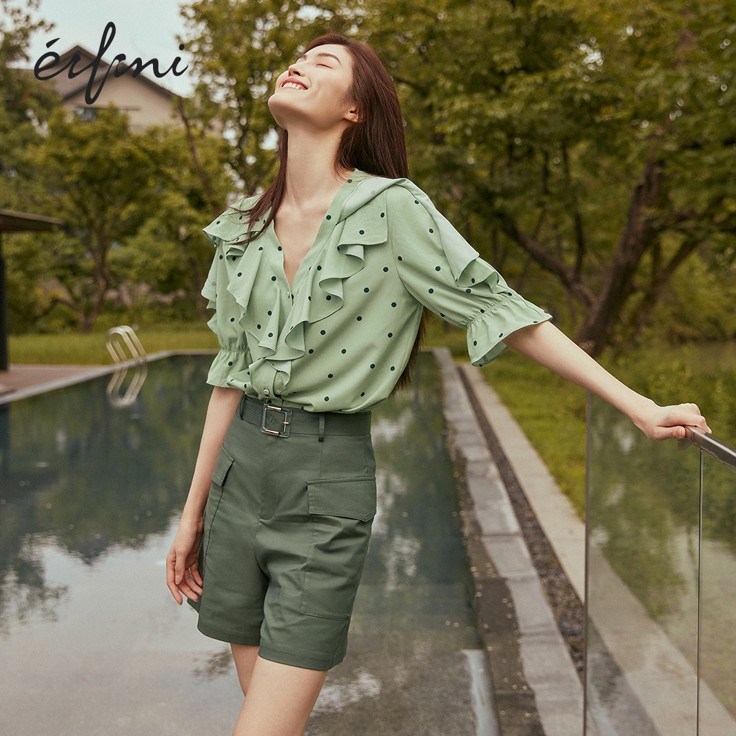 何穗款伊芙丽2020新款夏季雪纺衫 伊芙丽旗舰蕾丝衫/雪纺衫