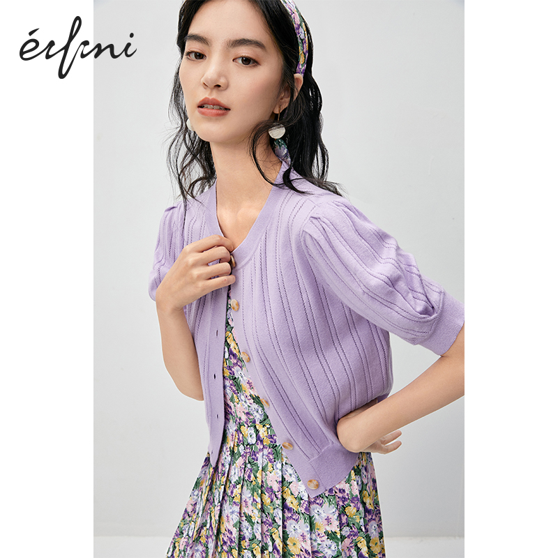 伊芙丽毛针织开衫2020年新款t恤 伊芙丽旗舰毛针织衫