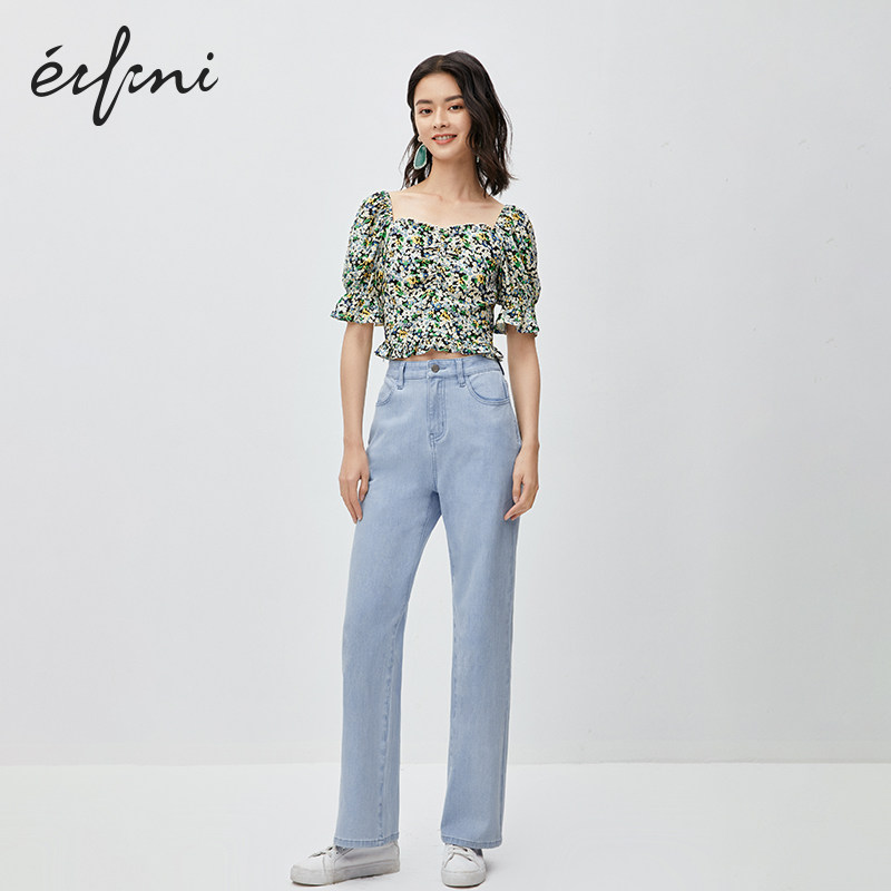 伊芙丽女2020夏泡泡袖法式雪纺衫 伊芙丽旗舰蕾丝衫/雪纺衫