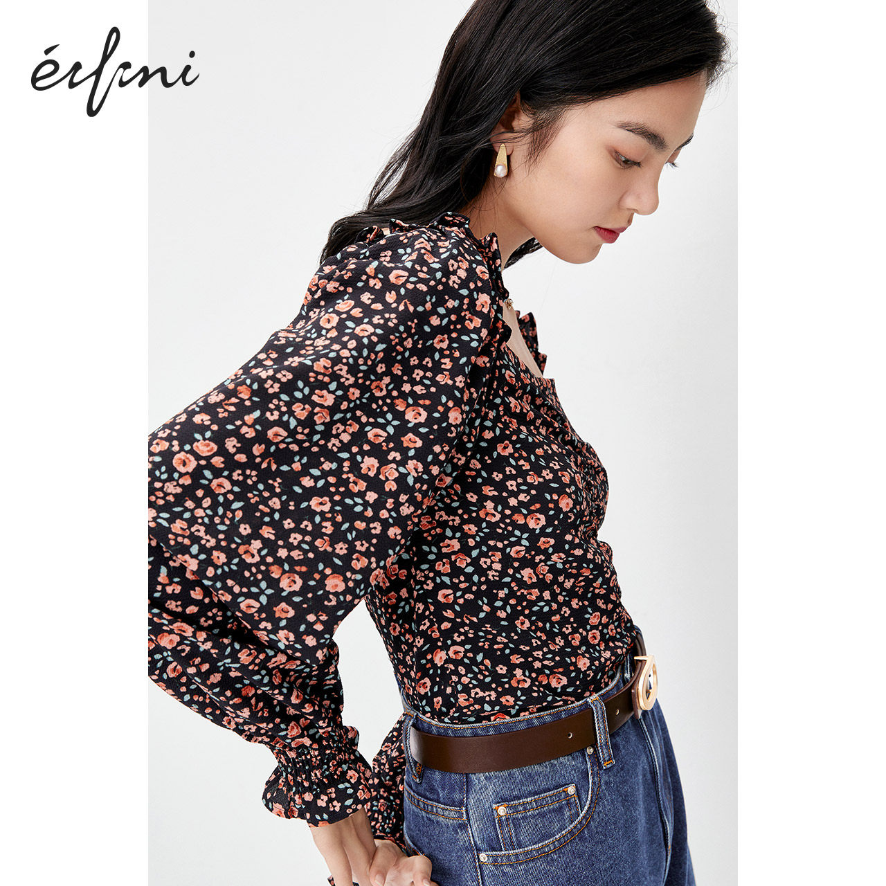 伊芙丽锁骨心机设计感2020年雪纺衫 伊芙丽旗舰蕾丝衫/雪纺衫