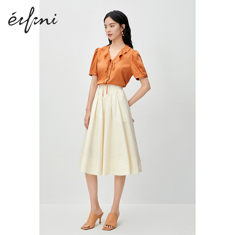 伊芙丽女2020年新款夏甜瓜桔衬衫 伊芙丽旗舰衬衫