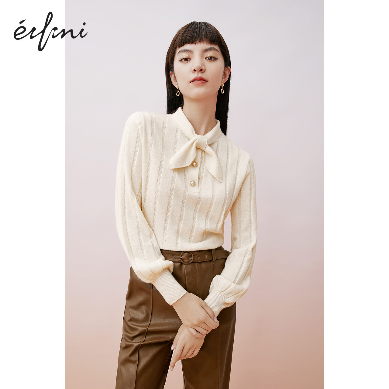 伊芙丽针织2020年新款灯笼袖针织衫 伊芙丽旗舰毛衣