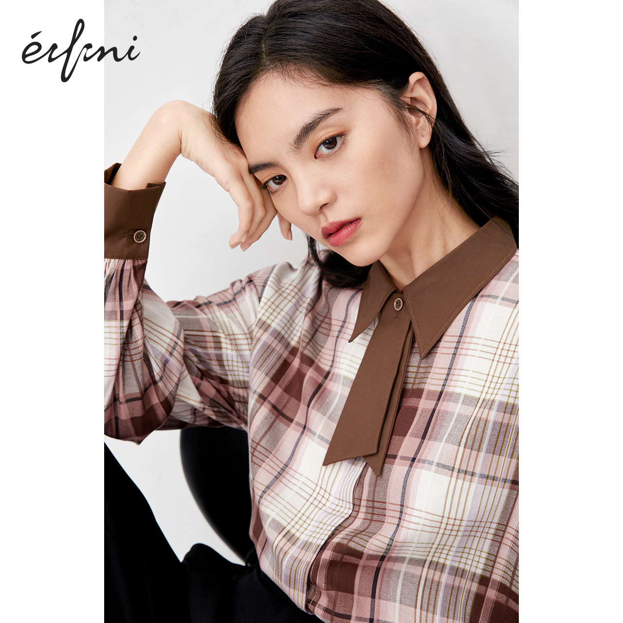 伊芙丽格子2020秋季新款长袖衬衫 伊芙丽旗舰衬衫