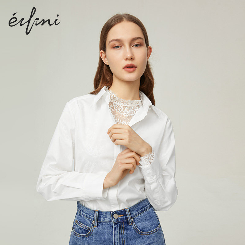 【商场同款】伊芙丽2020新款女雪纺衫 伊芙丽旗舰蕾丝衫/雪纺衫