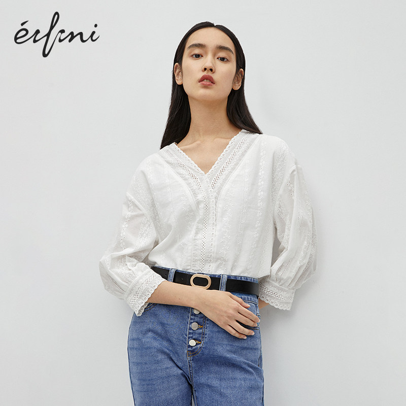 伊芙丽2020新款夏天很仙的小众衬衫 伊芙丽旗舰衬衫