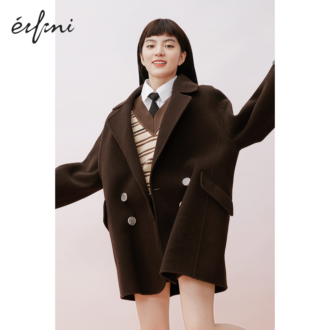 伊芙丽外套2020秋冬新款学院风 伊芙丽旗舰毛呢外套