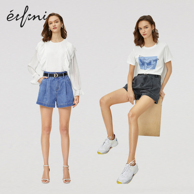 伊芙丽2020年新款夏季阔腿潮牛仔裤 伊芙丽旗舰牛仔裤