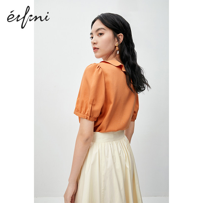 伊芙丽女2020年新款夏甜瓜桔衬衫 伊芙丽旗舰衬衫