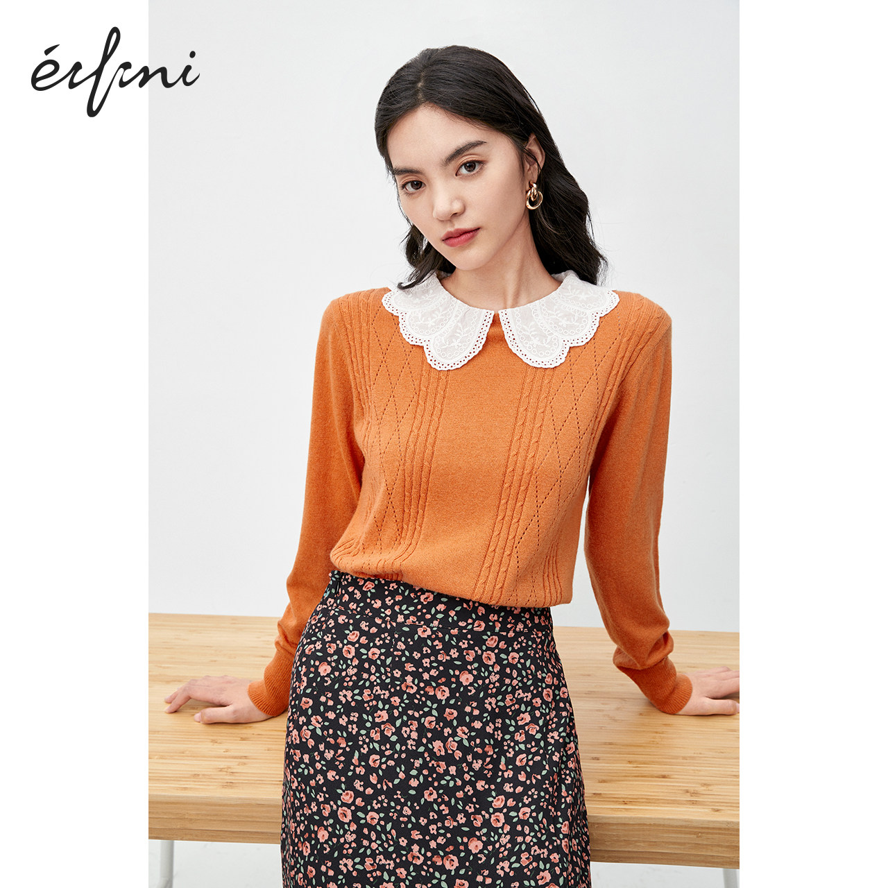 伊芙丽早秋2020秋冬装女士长袖毛衣 伊芙丽旗舰毛针织衫