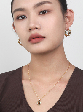 海角黄昏美拉德风天然虎眼石项链