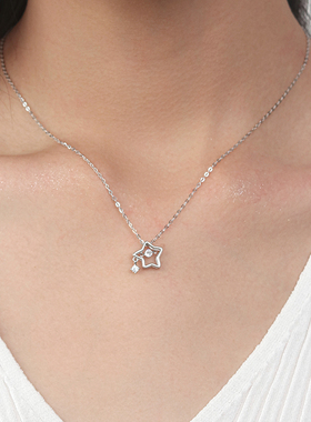 星星吊坠纯银项链锁骨链