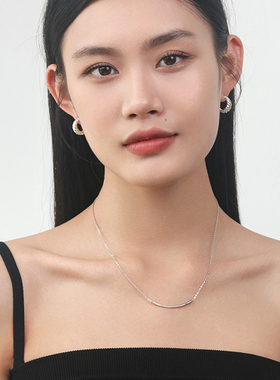 微笑弧线项链纯银锁骨链