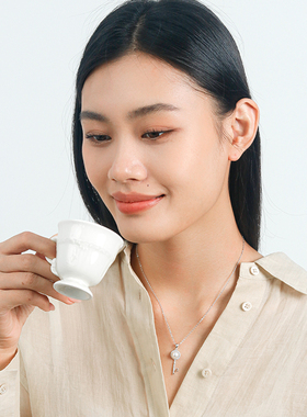 钥匙天然珍珠纯银项链