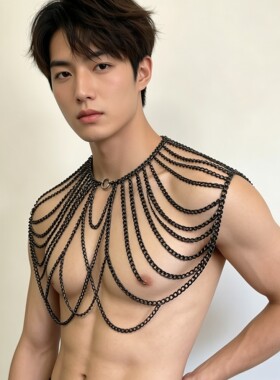 欧美金属男士双肩链条项链夜店