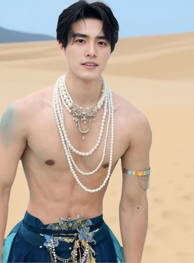 复古夸张珍珠项链创意多层