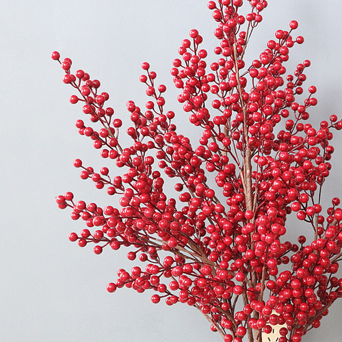 干花仿真花红果发财果相思红豆陶瓷玻璃花瓶插花圣诞新年落地摆设 - 图1