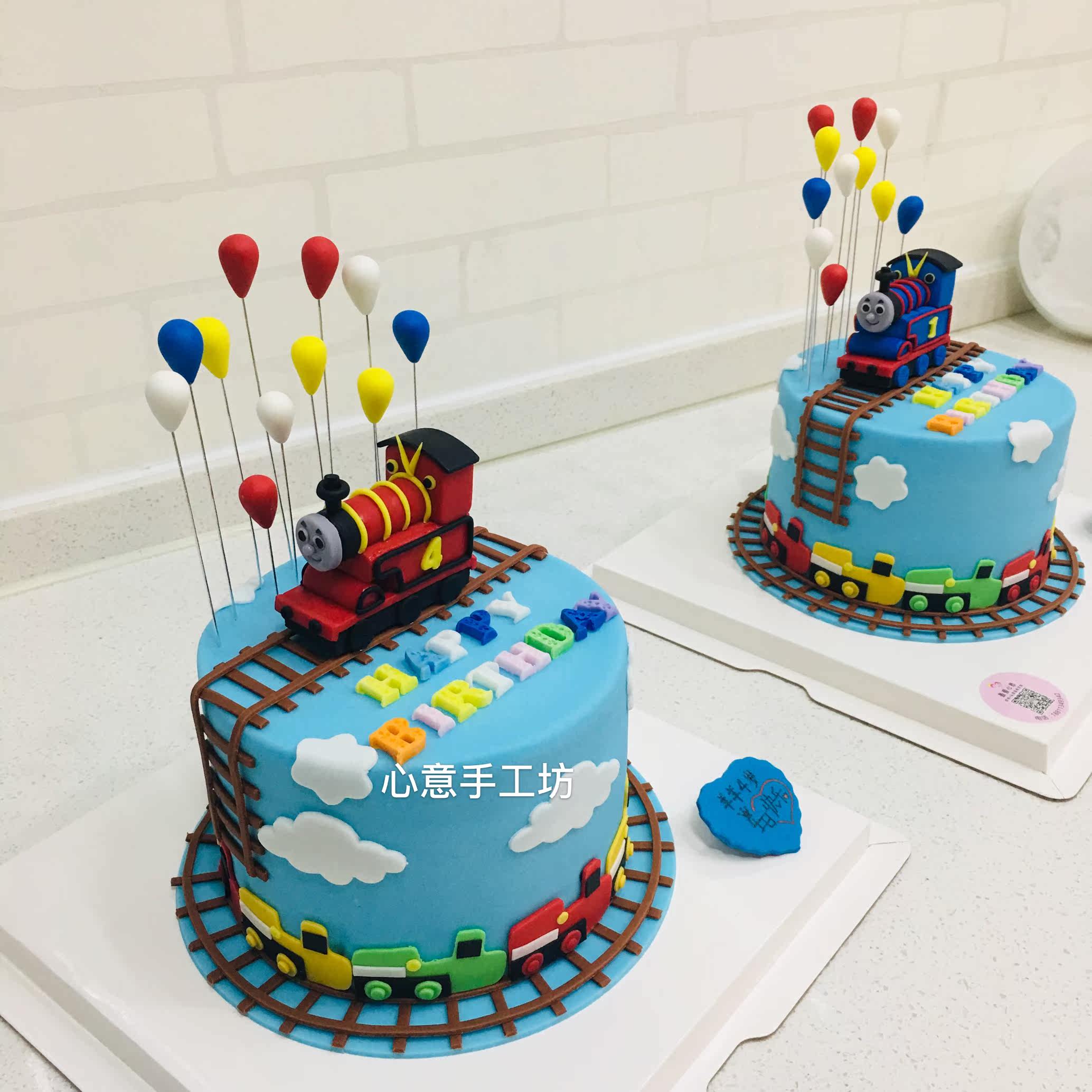 北京心意同城配送动物奶油新鲜托马斯小火车生日蛋糕儿童节礼物