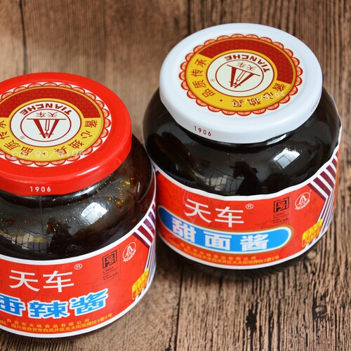 天车牌香辣酱 甜面酱2瓶组合装中华老字号四川自贡辣椒酱天车酱 - 图2