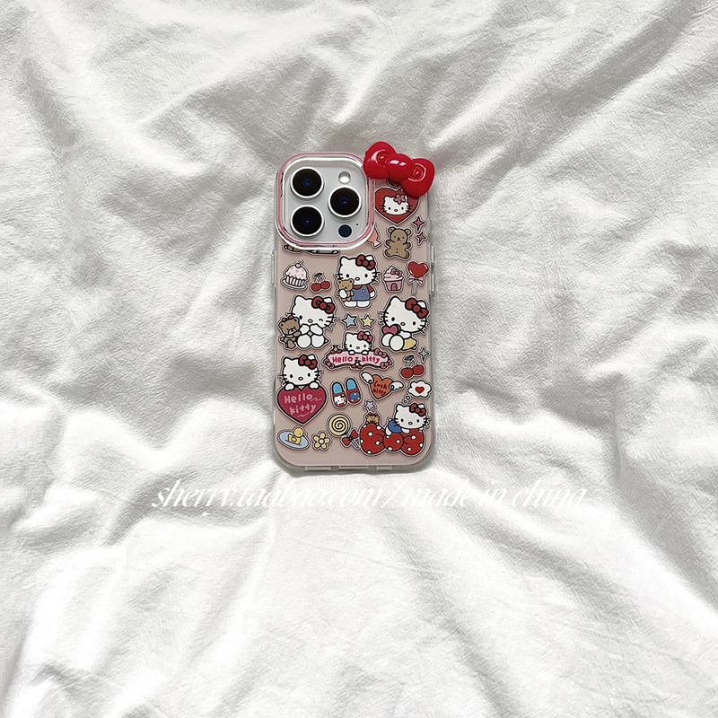 SHERRY*ins风果冻粉色满屏kt猫可爱适用于苹果17ProMax手机壳iPhone16Pro小众少女心15简约14清新13卡通夏日 - 图3