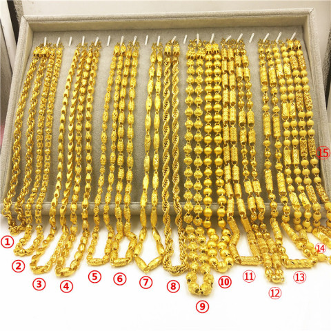 泰国沙金首饰999久不掉色仿真假黄金大链子粗24k越南纯沙金项链男