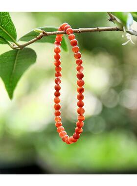 高端款精选暖阳南红玛瑙手串简约玉石手链女小众红色轻奢精致串珠