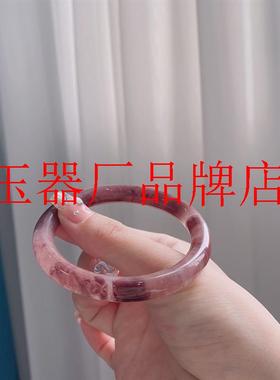 精品金丝玉手镯桃花酿色鸡血红酒渍玫瑰圆细条叮当镯高端玉石女款