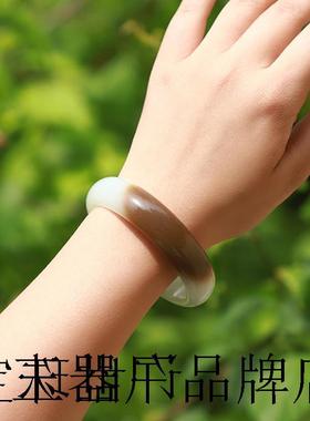 精选老坑和田玉糖羊脂白玉手镯女款玉镯子高端俄料玉石玉饰品送礼