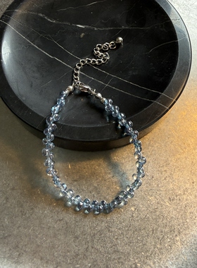 【夏日波光】透蓝色水滴透明米珠手链女时尚简约小众夏日穿搭清新