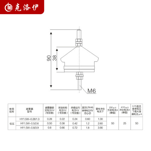 HY1.5W-0.5/2.6低压氧化锌避雷器YH1.5W-0.28/1.3配电柜380V 220V - 图2