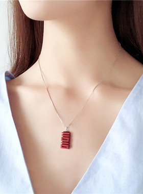 一人原创中国风檀木七夕男女吊坠