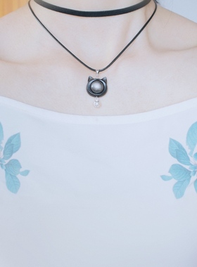 原创黑檀木守运猫咪纯银女