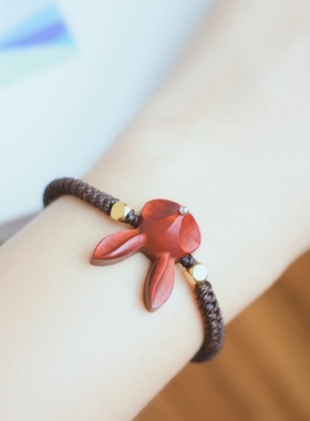 本命年手绳礼物小兔子檀木可爱