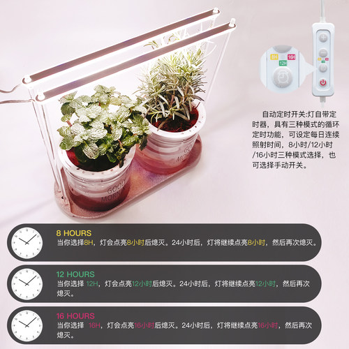 光束条灯带托盘底座植物生长灯自动定时室内桌面小型植物补光灯 - 图2