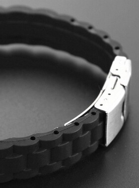 跨境供应欧美硅胶不锈钢手环刻字光面黑色镀手饰手链男饰品厂家