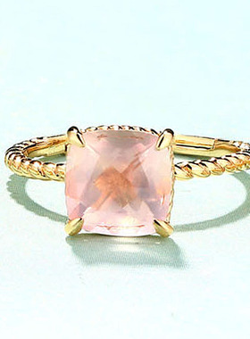 简约小指黄水晶饰品指环食指网红戒指女冷淡风潮人清新尾戒女个性