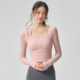 Mitaogirl带胸垫瑜珈服女显瘦跑步运动上衣普拉提长袖健身服秋冬