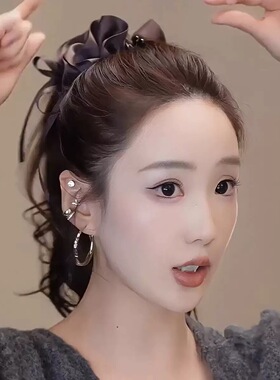 高级感缎面云朵香蕉夹女韩系11cm花苞后脑勺马尾夹气质百搭发夹子