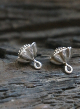 云起收藏。清代老银莲蓬小吊坠提溜滴流  1对