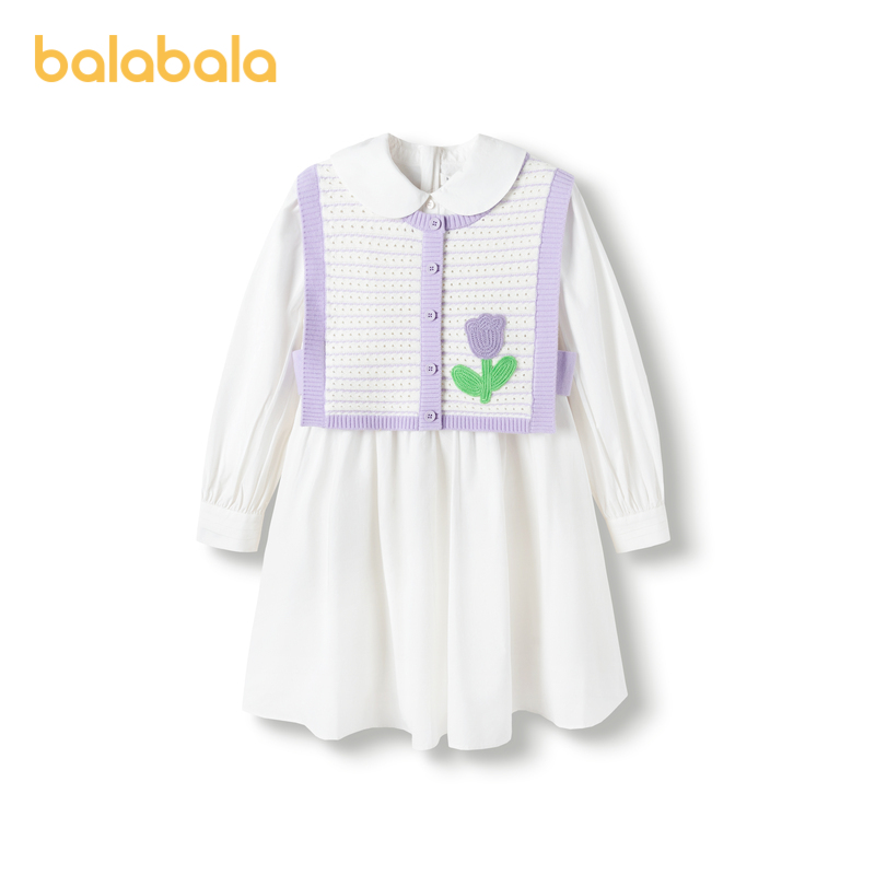 【商场同款】巴拉巴拉儿童连衣裙女童春装学院风娃娃领大童两件套
