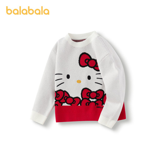 【HelloKittyIP】巴拉巴拉女童新年毛衫2025春秋新款针织衫拜年萌 - 图3