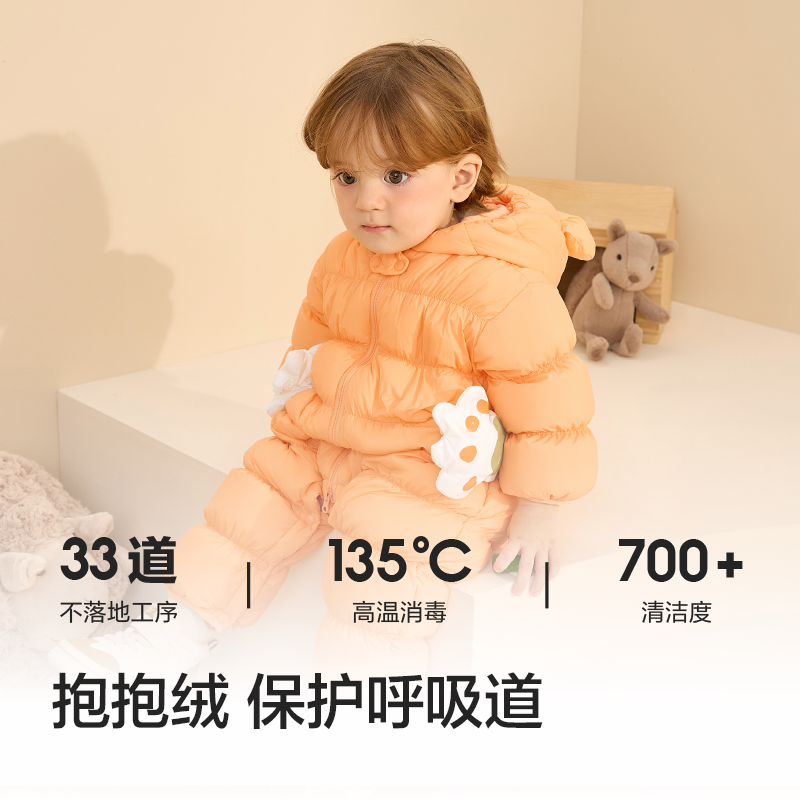 巴拉巴拉婴儿羽绒服轻薄冬季连体衣2024新款宝宝衣服女童抱衣爬服