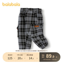 Bala Bala Boy Dress Baby Pants Autumn Winter Boy Garnter Thickened Children Comfort Long Pants Young Ocean Gas Plaid