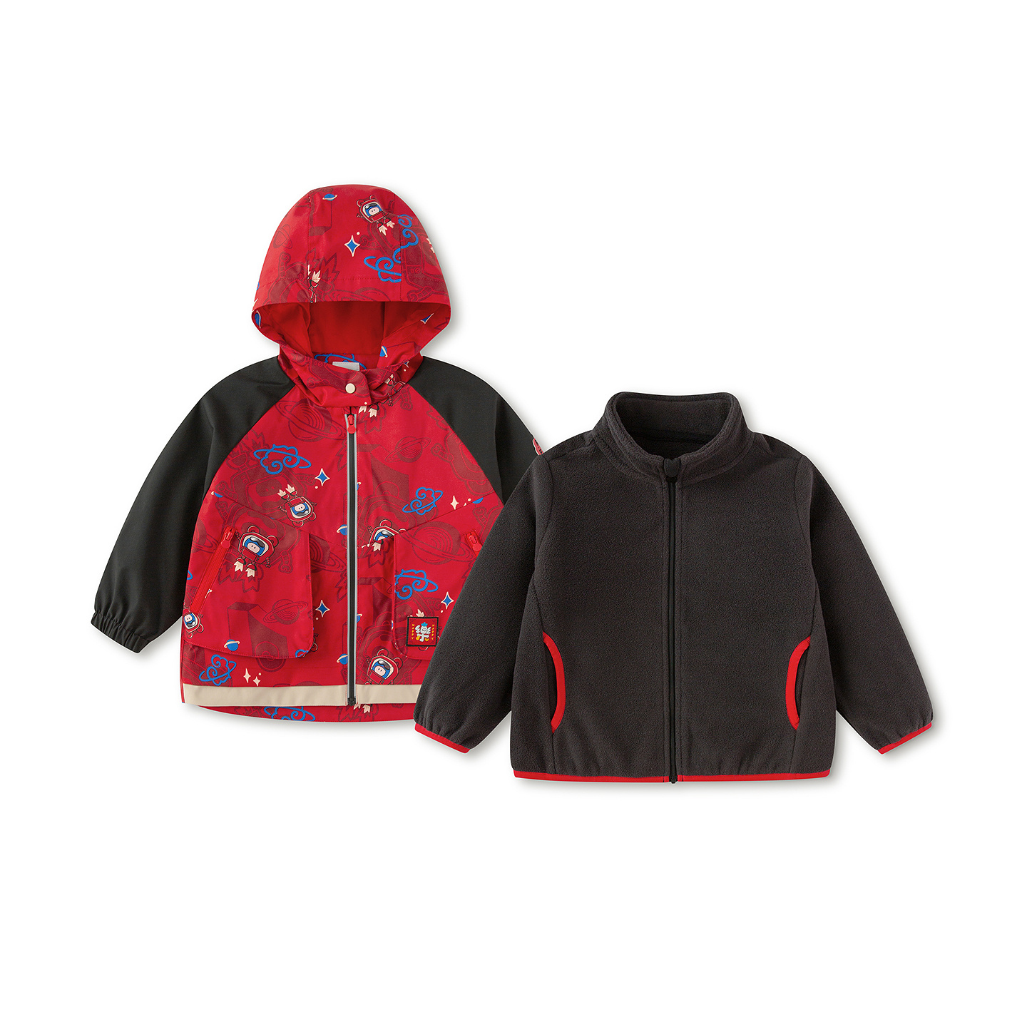 巴拉巴拉童装儿童外套男童上衣女童拜年服新款2026秋冬两件套红色,淘宝优惠券,粉丝福利购,淘宝优惠卷