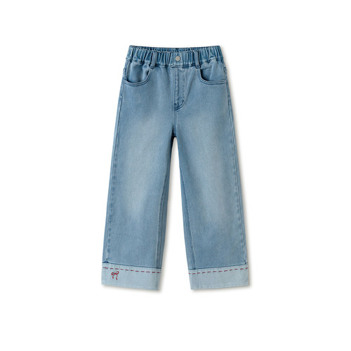 巴拉巴拉童装女童加绒裤子儿童2025新款春秋装牛仔裤直筒拜年服潮 - 图3